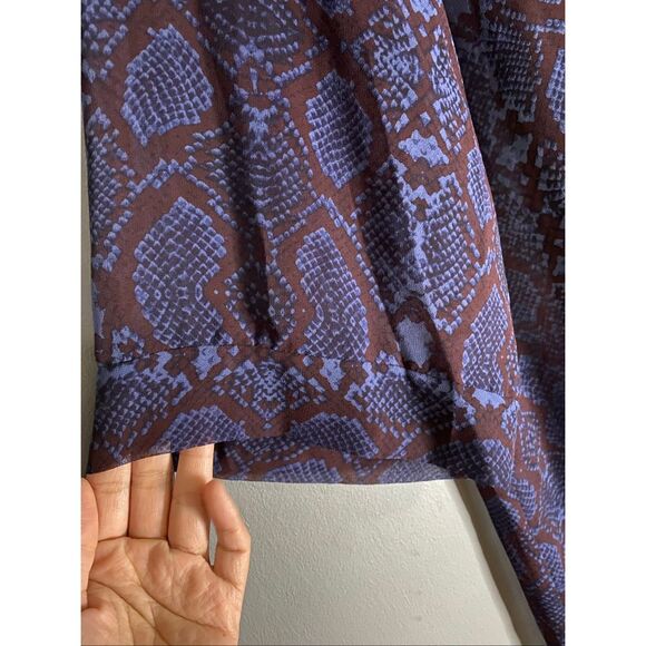 Olivaceous Snake Skin Open Front Long Sleeve Duster Kimono Cardigan S/M - Picture 5 of 6